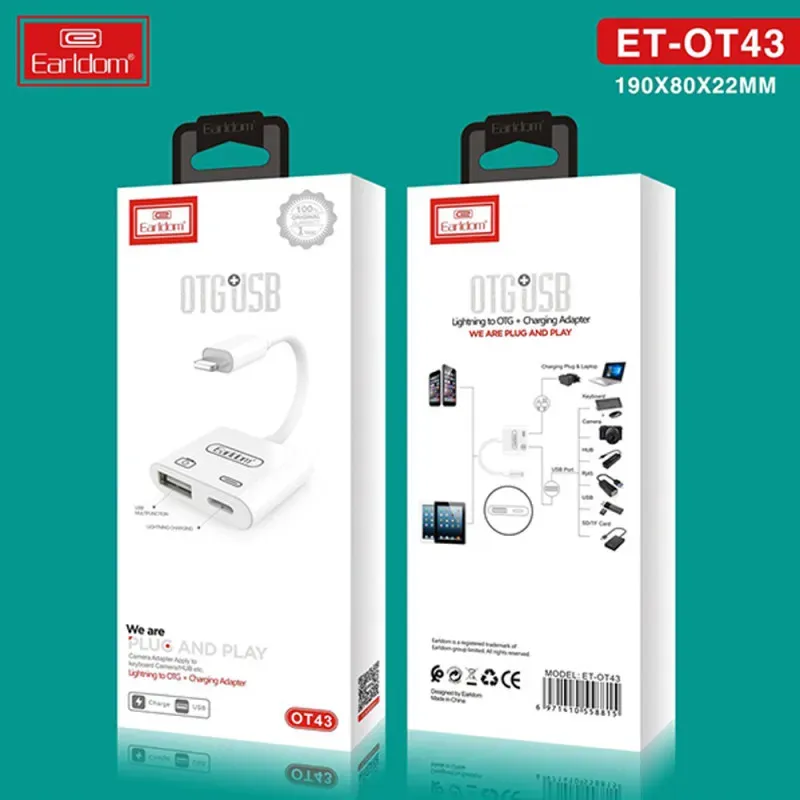 تبدیل لایتنینگ اتصال همزمان شارژر و USB ارلدام مدل Earldom OT43 image gallery