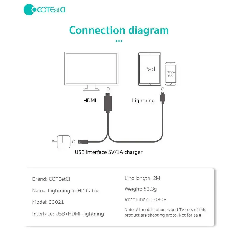 کابل HDMI به لایتنینگ کوتتسی مدل 33021 طول 2 متر image gallery