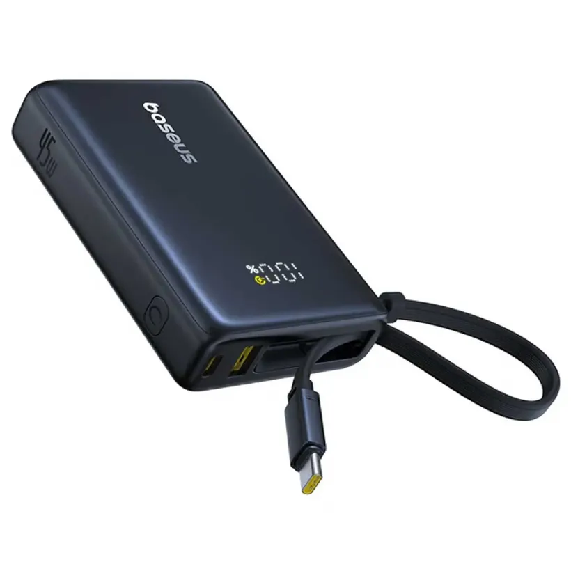 پاوربانک باسئوس مدل Picogo P10076803123 ظرفیت 10000mAh توان 45 وات همراه با کابل متصل image gallery