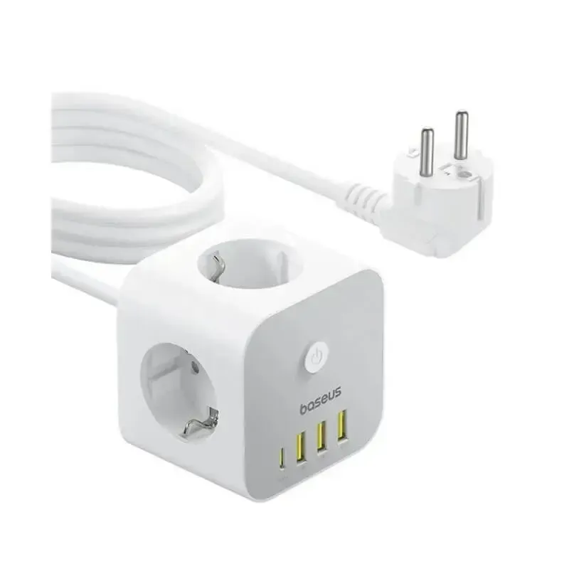 شارژر رومیزی 7 پورت باسئوس مدل PowerCombo Cube 3AC+3U+1C  توان 20 وات طول کابل 1.5 متر image gallery