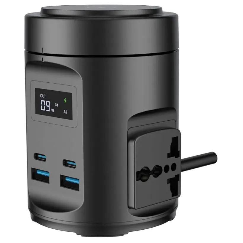 چند راهی برق و شارژر وایرلس مگ سیف پاورولوژی مدل  MagSafe Powerology Hub PWCUQC014 دارای 4 پورت image gallery