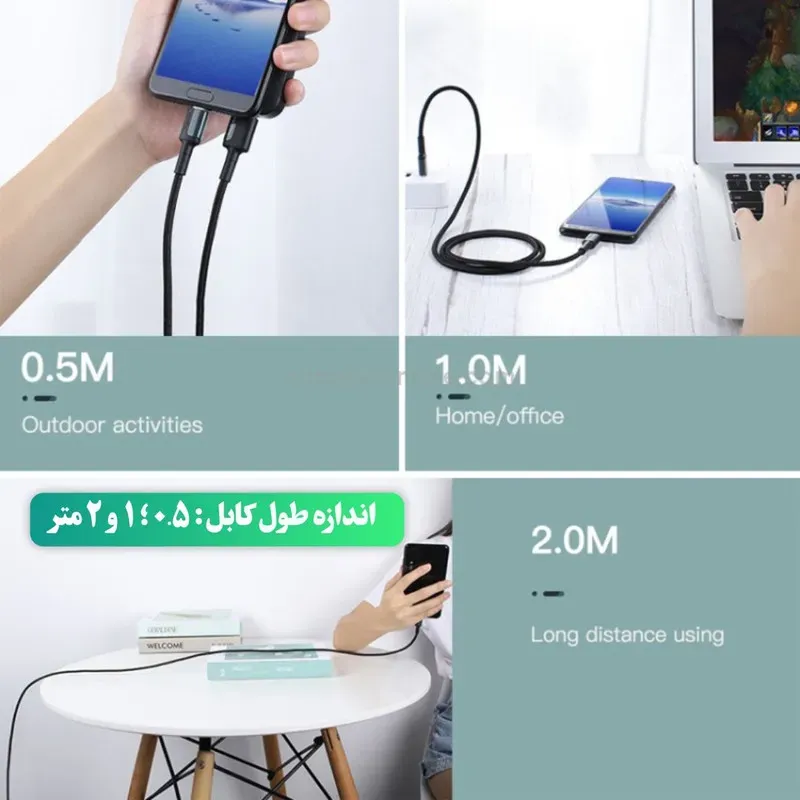 کابل تبدیل USB-A به usb-C کولا مدل Kuulaa KL-X12 طول 1 متر ۲۵ وات image gallery