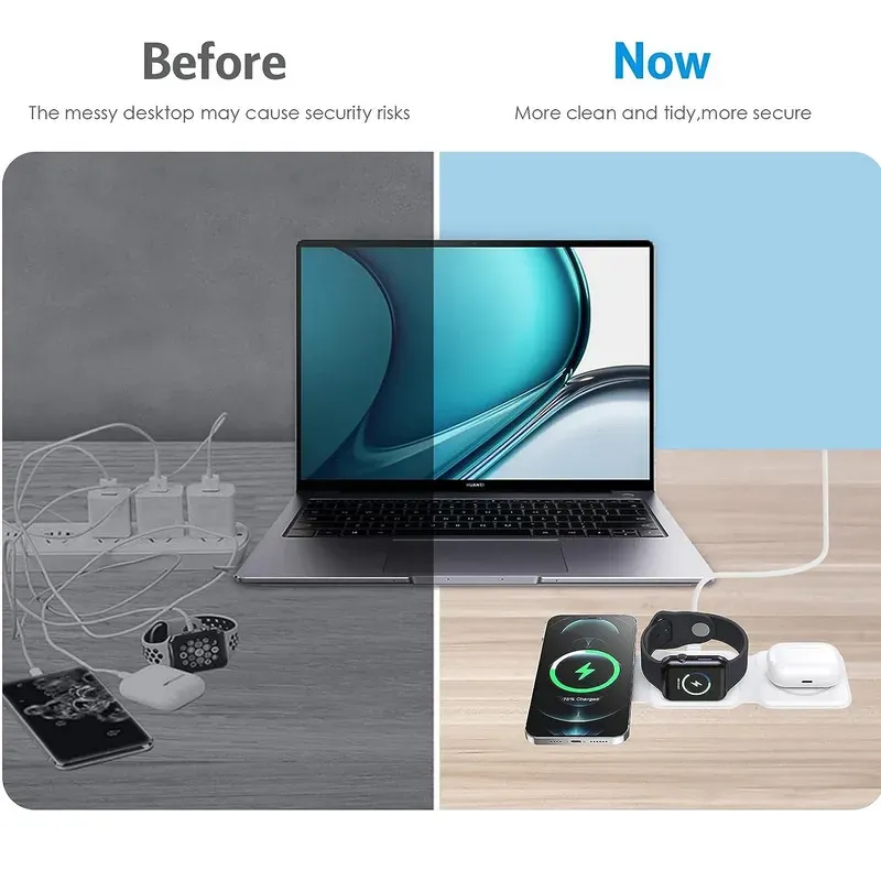 شارژر بی‌سیم مدل 3in1 magnetic wireless charger C105 image gallery
