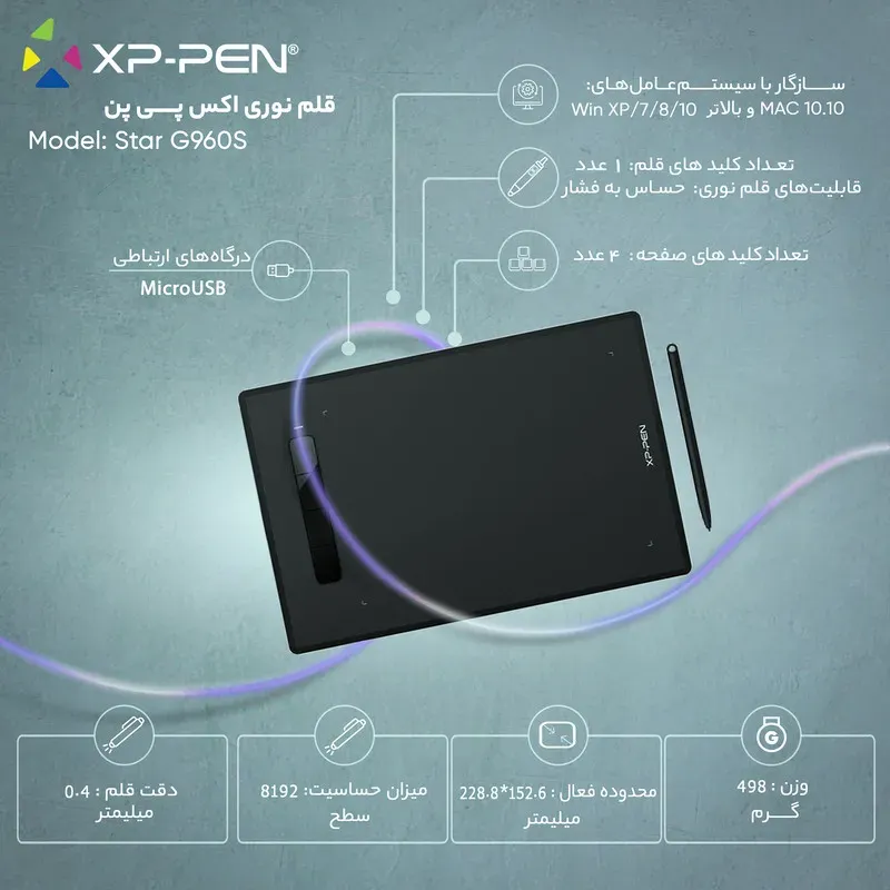 قلم نوری ایکس پی پن مدل XP-Pen Star G960S image gallery