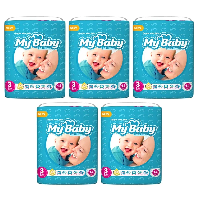 پوشک مای بیبی مدل مهربان با پوست MyBaby سایز 3 بسته 14 عددی (کارتن 12 بسته‌ای) image gallery