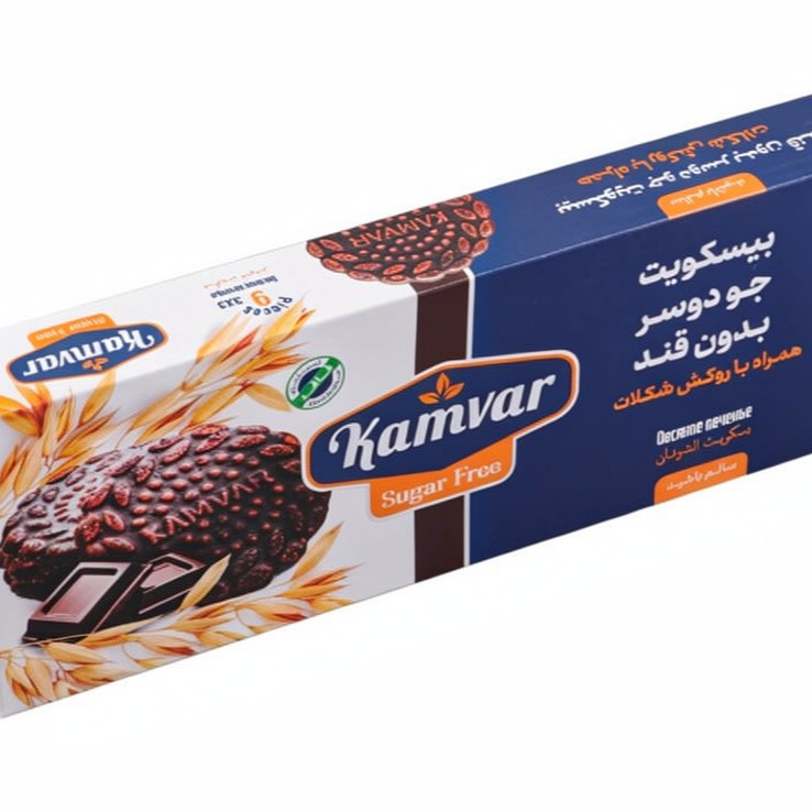 بیسکویت جو دو سر با روکش شکلات کامور وزن 81 گرمی (کارتن 20 بسته‌ای) image gallery