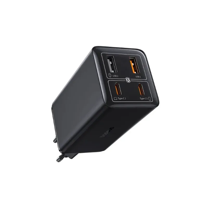 شارژر دیواری فست شارژ بیسوس مدل  GaN6 Pro Fast Charger 2C+2U 100W EU P10162705112-00 توان 100 وات