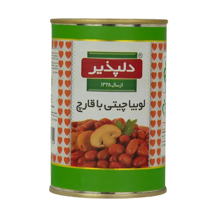 کنسرو لوبیا چیتی با قارچ دلپذیر وزن 420 گرمی (بسته 24 عددی)
