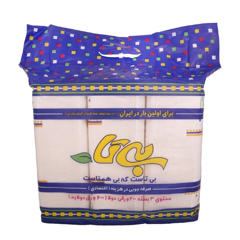 دستمال کاغذی بی تا 200 برگ 2 لایه سفید ساده مدل  Economic بسته 3 عددی (کارتن 12 بسته‌ای)