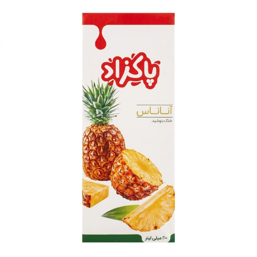 آبمیوه آناناس پاکزاد حجم 200 میلی لیتری (کارتن 32 عددی)