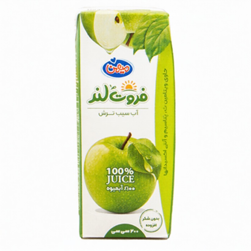 آبمیوه سیب ترش فروت لند میهن حجم 200 میلی لیتری (بسته 36 عددی)