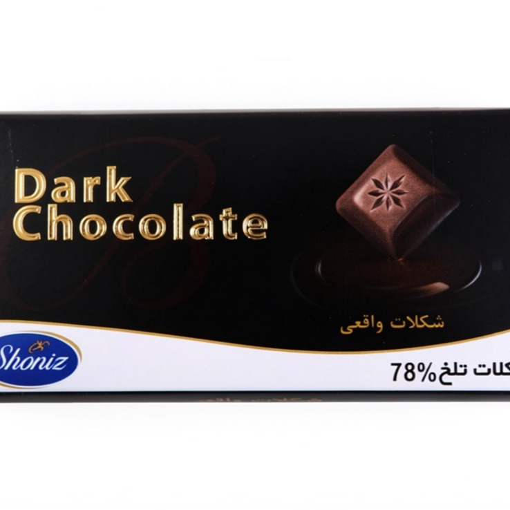 شکلات تلخ 78 درصد شونیز وزن 100 گرمی (جعبه 6 بسته‌ای)