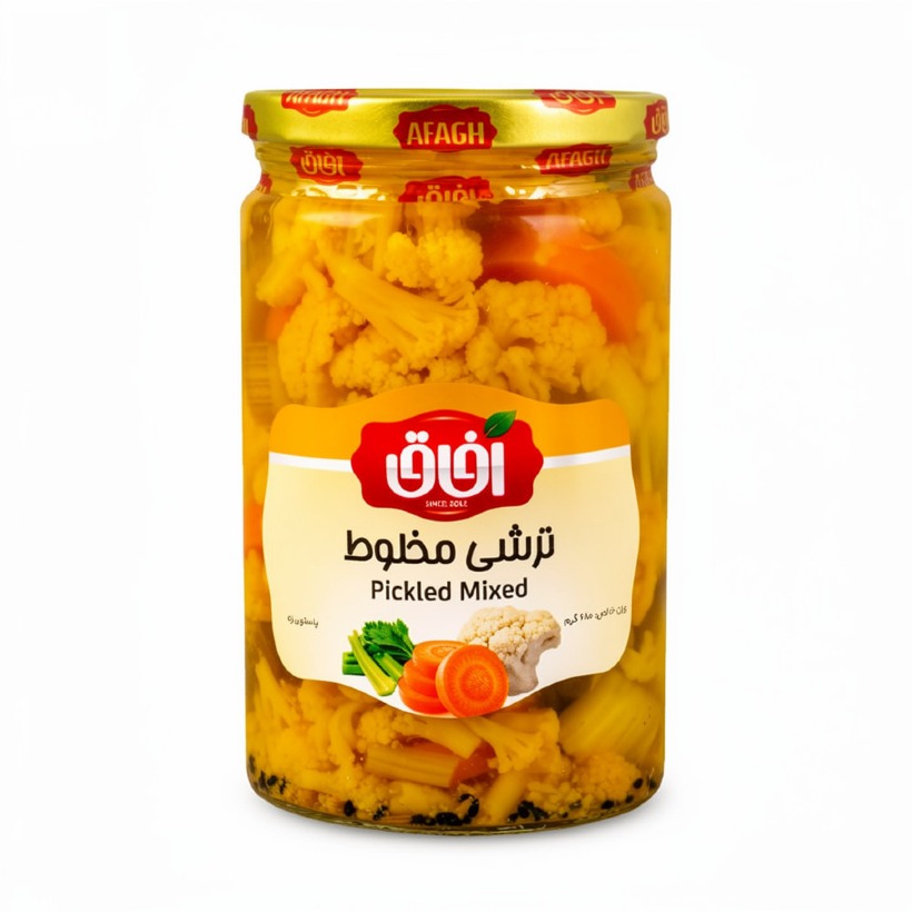 ترشی مخلوط آفاق وزن 680 گرمی (بسته 12 عددی)