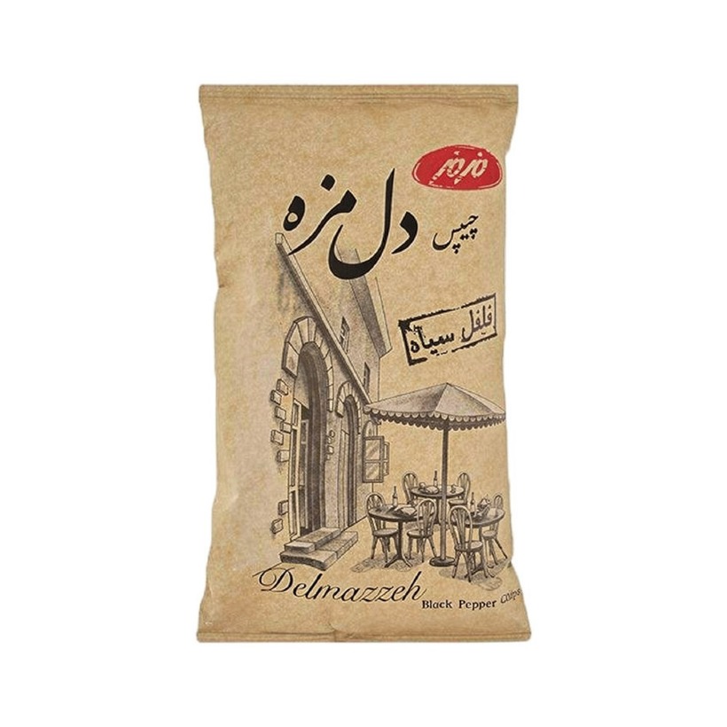 چیپس فلفل سیاه مزمز سری دل مزه وزن 90 گرمی (کارتن 24 بسته‌ای)