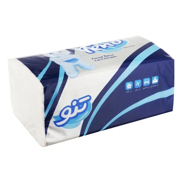دستمال کاغذی 250 برگ دو لایه تنو مدل اقتصادی بسته تک عددی