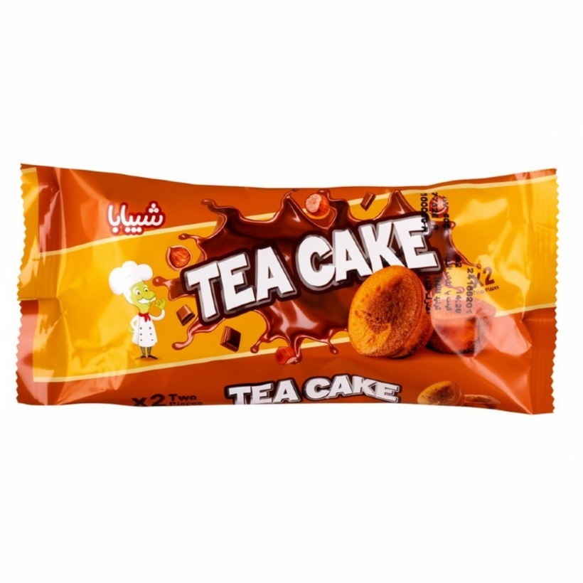 کیک دوقلو با مغز شکلات فندقی تی کیک ( Tea Cake ) شیبابا وزن 60 گرمی (کارتن 36 عددی)