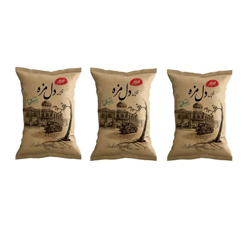 چیپس سنتی نمکی دل مزه مزمز وزن 85 گرمی (بسته 3 عددی)