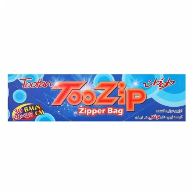 کیسه زیپ دار دو قفل طوفان سایز 25*20 بسته 30 عددی (کارتن 24 بسته‌ای)